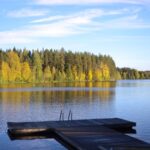 Wooden pier on a calm Finnish lake